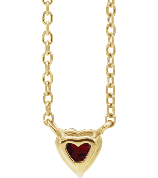 88055 Necklace Set 14K Yellow Heart Natural Mozambique Garnet 4 X 4 Mm 16-18 In Polished Mozambique Garnet Solitaire Necklace