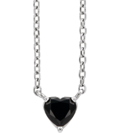 88055 Necklace Set Platinum Heart Natural Black Onyx 4 X 4 Mm 16-18 In Polished Black Onyx Solitaire Necklace