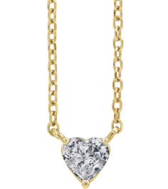 88055 Necklace Set 14K Yellow Heart Natural White Sapphire 4 X 4 Mm 16-18 In Polished White Sapphire Solitaire Necklace