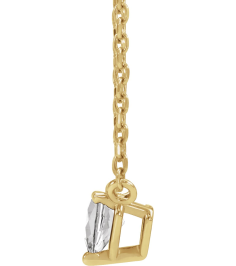 88055 Necklace Set 14K Yellow Heart Natural White Sapphire 4 X 4 Mm 16-18 In Polished White Sapphire Solitaire Necklace