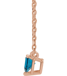 88055 Necklace Set 14K Rose Heart Natural London Blue Topaz 4 X 4 Mm 16-18 In Polished London Blue Topaz Solitaire Necklace