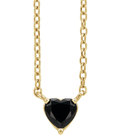 88055 Necklace Set 14K Yellow Heart Natural Black Onyx 4 X 4 Mm 16-18 In Polished Black Onyx Solitaire Necklace