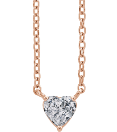 88055 Necklace Set 14K Rose Heart Natural White Sapphire 4 X 4 Mm 16-18 In Polished White Sapphire Solitaire Necklace