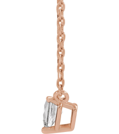88055 Necklace Set 14K Rose Heart Natural White Sapphire 4 X 4 Mm 16-18 In Polished White Sapphire Solitaire Necklace