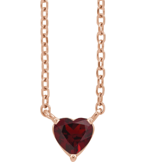 88055 Necklace Set 14K Rose Heart Natural Mozambique Garnet 4 X 4 Mm 16-18 In Polished Mozambique Garnet Solitaire Necklace