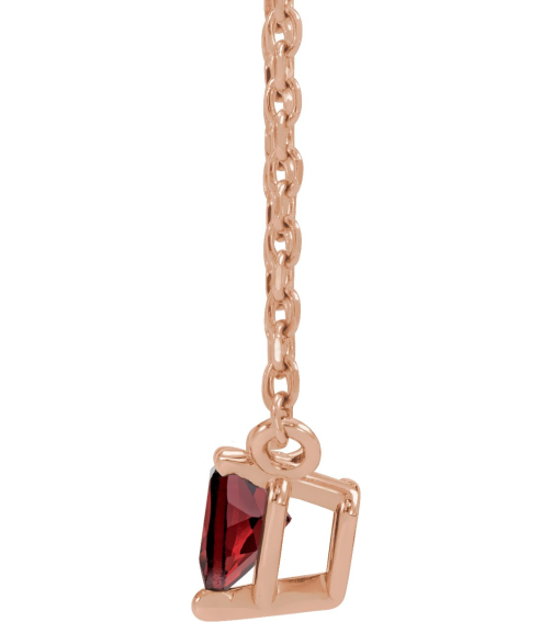 88055 Necklace Set 14K Rose Heart Natural Mozambique Garnet 4 X 4 Mm 16-18 In Polished Mozambique Garnet Solitaire Necklace