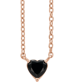 88055 Necklace Set 14K Rose Heart Natural Black Onyx 4 X 4 Mm 16-18 In Polished Black Onyx Solitaire Necklace