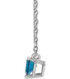 88055 Necklace Set Platinum Heart Natural London Blue Topaz 4 X 4 Mm 16-18 In Polished London Blue Topaz Solitaire Necklace