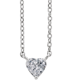 88055 Necklace Set Platinum Heart Natural White Sapphire 4 X 4 Mm 16-18 In Polished White Sapphire Solitaire Necklace