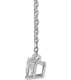 88055 Necklace Set Platinum Heart Natural White Sapphire 4 X 4 Mm 16-18 In Polished White Sapphire Solitaire Necklace