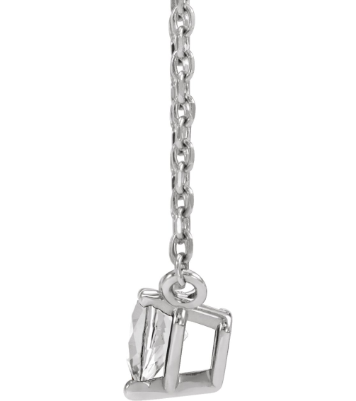 88055 Necklace Set Platinum Heart Natural White Sapphire 4 X 4 Mm 16-18 In Polished White Sapphire Solitaire Necklace