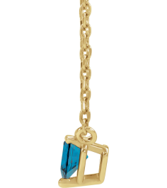 88055 Necklace Set 14K Yellow Heart Natural London Blue Topaz 4 X 4 Mm 16-18 In Polished London Blue Topaz Solitaire Necklace
