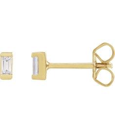 2000410 14K Yellow Set Straight Baguette Lab-Grown Diamond Pair 3 X 1.5Mm .08 Ctw Vs, G-H Friction Friction Backs Included Polished .08 Ctw Lab-Grown Diamond Earrings