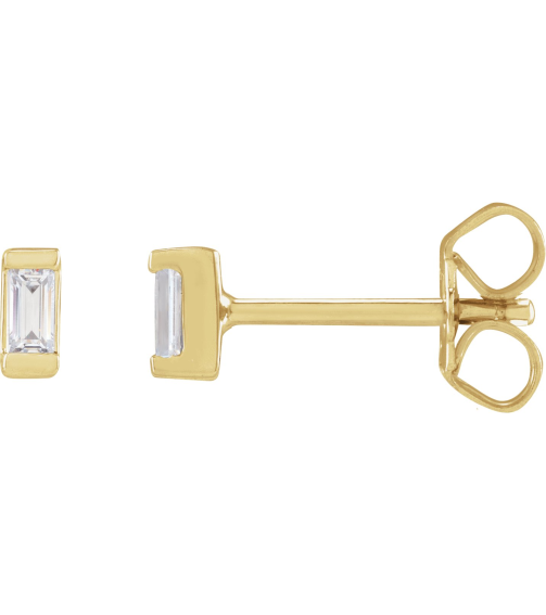 2000410 14K Yellow Set Straight Baguette Lab-Grown Diamond Pair 3 X 1.5Mm .08 Ctw Vs, G-H Friction Friction Backs Included Polished .08 Ctw Lab-Grown Diamond Earrings