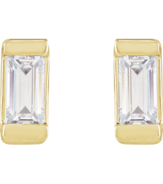 2000410 14K Yellow Set Straight Baguette Lab-Grown Diamond Pair 3 X 1.5Mm .08 Ctw Vs, G-H Friction Friction Backs Included Polished .08 Ctw Lab-Grown Diamond Earrings