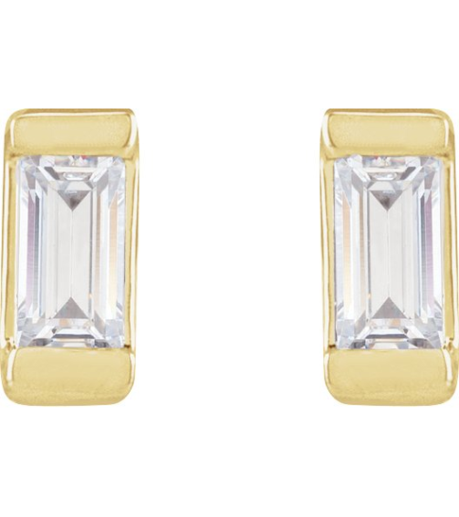2000410 14K Yellow Set Straight Baguette Lab-Grown Diamond Pair 3 X 1.5Mm .08 Ctw Vs, G-H Friction Friction Backs Included Polished .08 Ctw Lab-Grown Diamond Earrings
