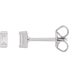 2000410 14K White Set Straight Baguette Lab-Grown Diamond Pair 3 X 1.5Mm .08 Ctw Vs, G-H Friction Friction Backs Included Polished .08 Ctw Lab-Grown Diamond Earrings