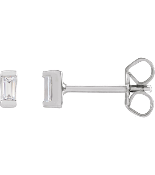 2000410 14K White Set Straight Baguette Lab-Grown Diamond Pair 3 X 1.5Mm .08 Ctw Vs, G-H Friction Friction Backs Included Polished .08 Ctw Lab-Grown Diamond Earrings