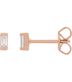 2000410 14K Rose Set Straight Baguette Lab-Grown Diamond Pair 3 X 1.5Mm .08 Ctw Vs, G-H Friction Friction Backs Included Polished .08 Ctw Lab-Grown Diamond Earrings