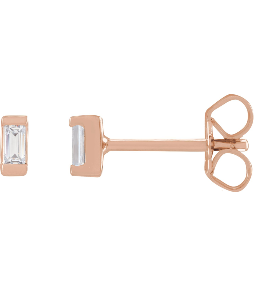 2000410 14K Rose Set Straight Baguette Lab-Grown Diamond Pair 3 X 1.5Mm .08 Ctw Vs, G-H Friction Friction Backs Included Polished .08 Ctw Lab-Grown Diamond Earrings