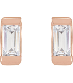 2000410 14K Rose Set Straight Baguette Lab-Grown Diamond Pair 3 X 1.5Mm .08 Ctw Vs, G-H Friction Friction Backs Included Polished .08 Ctw Lab-Grown Diamond Earrings