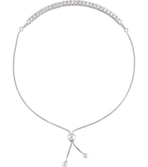 Brc894 Bracelet 14K White Set Lab-Grown Diamond Round 2 Mm 9 12 In Si1-Si2, G-H Polished 1 Ctw Lab-Grown Diamond Bolo Bracelet