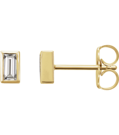 2000410 14K Yellow Set Straight Baguette Natural Diamond Pair 4 X 2Mm 15 Ctw Friction Friction Back Included Bezel Polished 15 Ctw Natural Diamond Bezel-Set Earrings