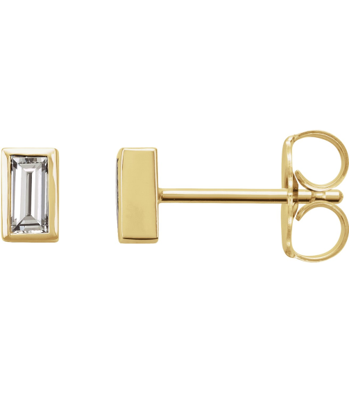 2000410 14K Yellow Set Straight Baguette Natural Diamond Pair 4 X 2Mm 15 Ctw Friction Friction Back Included Bezel Polished 15 Ctw Natural Diamond Bezel-Set Earrings