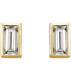2000410 14K Yellow Set Straight Baguette Natural Diamond Pair 4 X 2Mm 15 Ctw Friction Friction Back Included Bezel Polished 15 Ctw Natural Diamond Bezel-Set Earrings
