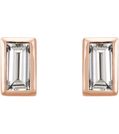 2000410 14K Rose Set Straight Baguette Natural Diamond Pair 4 X 2Mm 15 Ctw Friction Friction Back Included Bezel Polished 15 Ctw Natural Diamond Bezel-Set Earrings