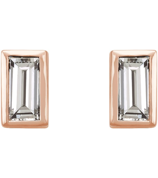 2000410 14K Rose Set Straight Baguette Natural Diamond Pair 4 X 2Mm 15 Ctw Friction Friction Back Included Bezel Polished 15 Ctw Natural Diamond Bezel-Set Earrings