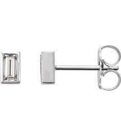 2000410 Sterling Silver Set Straight Baguette Natural Diamond Pair 4 X 2Mm 15 Ctw Friction Friction Back Included Bezel Polished 15 Ctw Natural Diamond Bezel-Set Earrings