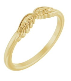 R50001 Ring 10K Yellow Polished Stackable Angel Wings Ring