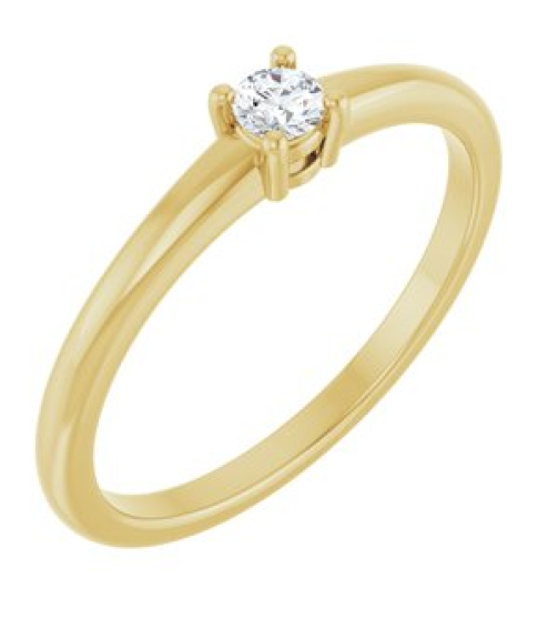 72314 Ring Set 14K Yellow Round 3 Mm Polished 110 Ct Natural Diamond Ring