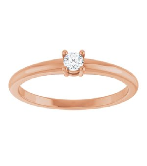 72314 Ring Set 14K Rose Round 3 Mm Polished 110 Ct Natural Diamond Ring