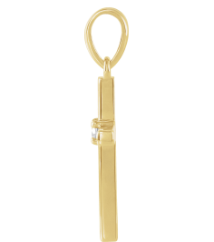 R50012 Pendant Set 14K Yellow Round Natural Diamond 2Mm 0.03 Ct I1, G-H Polished .03 Ct Natural Diamond Cross Pendant
