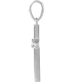 R50012 Pendant Set 14K White Round Natural Diamond 2Mm 0.03 Ct I1, G-H Polished .03 Ct Natural Diamond Cross Pendant