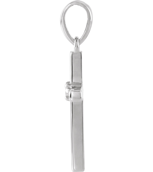 R50012 Pendant Set 14K White Round Natural Diamond 2Mm 0.03 Ct I1, G-H Polished .03 Ct Natural Diamond Cross Pendant