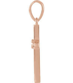 R50012 Pendant Set 14K Rose Round Natural Diamond 2Mm 0.03 Ct I1, G-H Polished .03 Ct Natural Diamond Cross Pendant