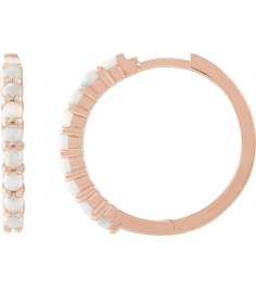 87181 Earring Set 14K Rose 20 Mm 2.32 Mm Natural White Opal Round 2 Mm Pair Hinged Polished Natural White Opal Cabochon Hinged Hoop Earrings