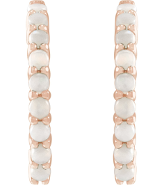 87181 Earring Set 14K Rose 20 Mm 2.32 Mm Natural White Opal Round 2 Mm Pair Hinged Polished Natural White Opal Cabochon Hinged Hoop Earrings