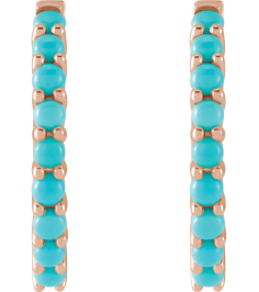 87181 Earring Set 14K Rose 20 Mm 2.32 Mm Natural Turquoise Round 2 Mm Pair Hinged Polished Natural Turquoise Cabochon Hinged Hoop Earrings