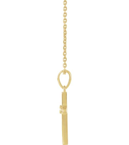 R50012 Necklace Set 14K Yellow Round Natural Diamond 1.5Mm 0.015 Ct I1, G-H 16-18 In Polished .015 Ct Natural Diamond Cross Necklace