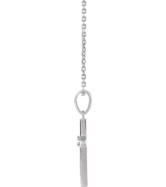 R50012 Necklace Set 14K White Round Natural Diamond 2Mm 0.03 Ct I1, G-H 16-18 In Polished .03 Ct Natural Diamond Cross Necklace