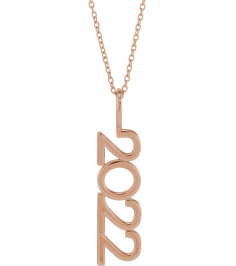 87773 Necklace 14K Rose 2022 27.57 X 7.97 Mm 16-18 In Polished 