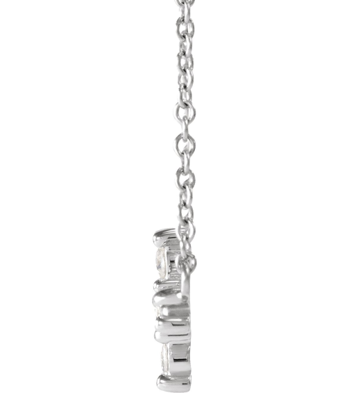 R42420 Necklace Set 14K White Round Natural Diamond 2Mm 18 Ctw VsSi1, Ghi 16-18 In Polished 18 Ctw Natural Rose-Cut Diamond Sideways Cross Necklace