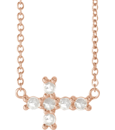 R42420 Necklace Set 14K Rose Round Natural Diamond 2Mm 18 Ctw VsSi1, Ghi 16-18 In Polished 18 Ctw Natural Rose-Cut Diamond Sideways Cross Necklace