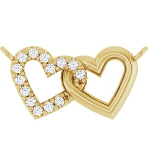 88139 Necklace Center Set 14K Yellow Round Natural Diamond 1Mm 0.05 Ctw I1, G-H Polished .05 Ctw Natural Diamond Interlocking Heart Necklace Center