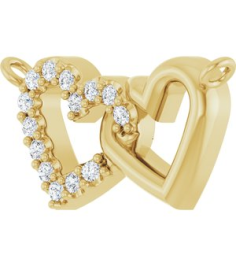 88139 Necklace Center Set 14K Yellow Round Natural Diamond 1Mm 0.05 Ctw I1, G-H Polished .05 Ctw Natural Diamond Interlocking Heart Necklace Center