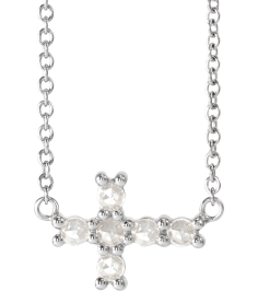 R42420 Necklace Set Platinum Round Natural Diamond 2Mm 18 Ctw VsSi1, Ghi 16-18 In Polished 18 Ctw Natural Rose-Cut Diamond Sideways Cross Necklace
